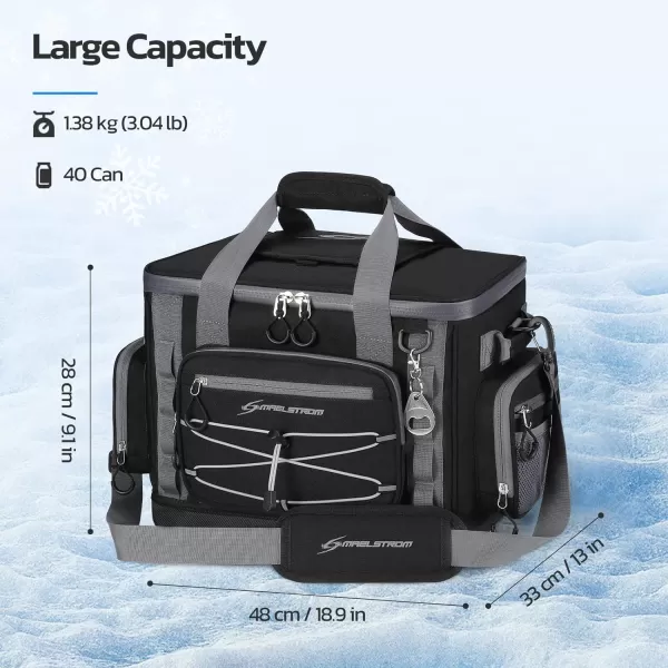 Maelstrom 80 Can Soft Sided Cooler Bag, Insulated Hard-Bottom, Leakproof, Portable, 72L Capacity, Black
