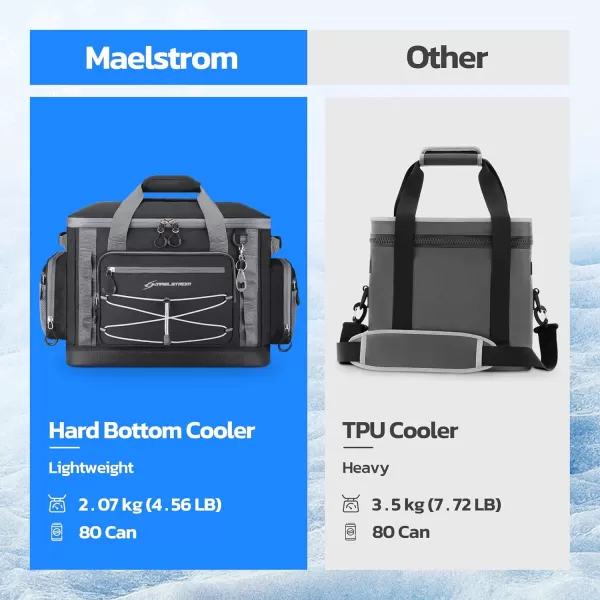Maelstrom 80 Can Soft Sided Cooler Bag, Insulated Hard-Bottom, Leakproof, Portable, 72L Capacity, Black
