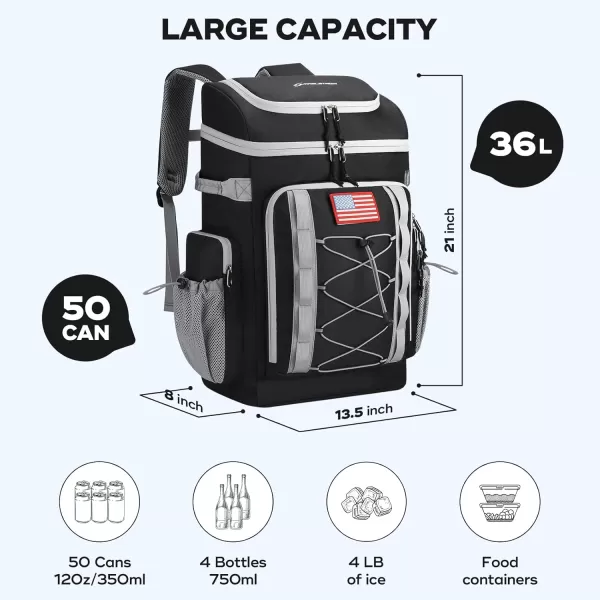 Maelstrom Cooler Backpack,50 Can Insulated Soft Backpack Cooler,Portable Lightweight Leakproof Cooler Bag,Large Capacity Beach Cooler,Waterproof Lunch Backpack for Men Women