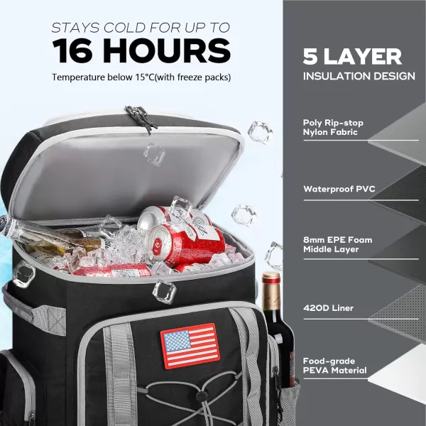 Maelstrom Cooler Backpack,50 Can Insulated Soft Backpack Cooler,Portable Lightweight Leakproof Cooler Bag,Large Capacity Beach Cooler,Waterproof Lunch Backpack for Men Women