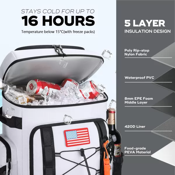 Maelstrom Cooler Backpack,50 Can Insulated Soft Backpack Cooler,Portable Lightweight Leakproof Cooler Bag,Large Capacity Beach Cooler,Waterproof Lunch Backpack for Men Women