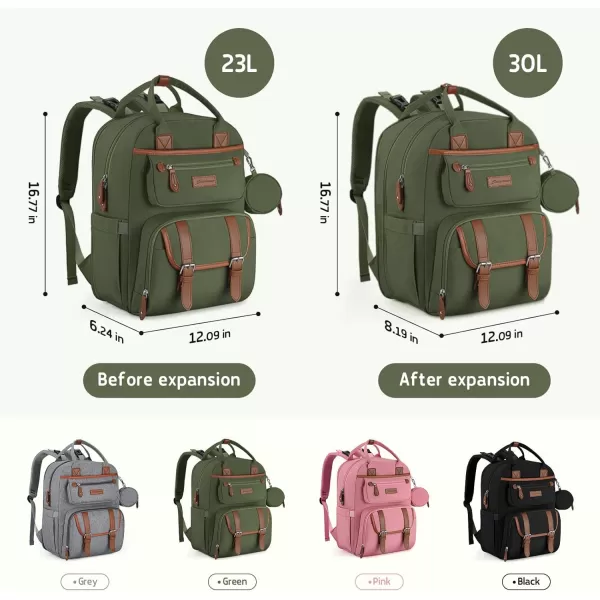 Maelstrom Diaper Bag Backpack,Baby Bag,23L-30L Expandable Diaper Backpack for Mom Dad,Travel Essentials Baby Bag with Changing Pad&amp;Stroller Straps &amp; Pacifier Bag,Gray