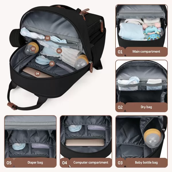 Maelstrom Diaper Bag Backpack,Baby Bag,23L-30L Expandable Diaper Backpack for Mom Dad,Travel Essentials Baby Bag with Changing Pad&amp;Stroller Straps &amp; Pacifier Bag,Gray