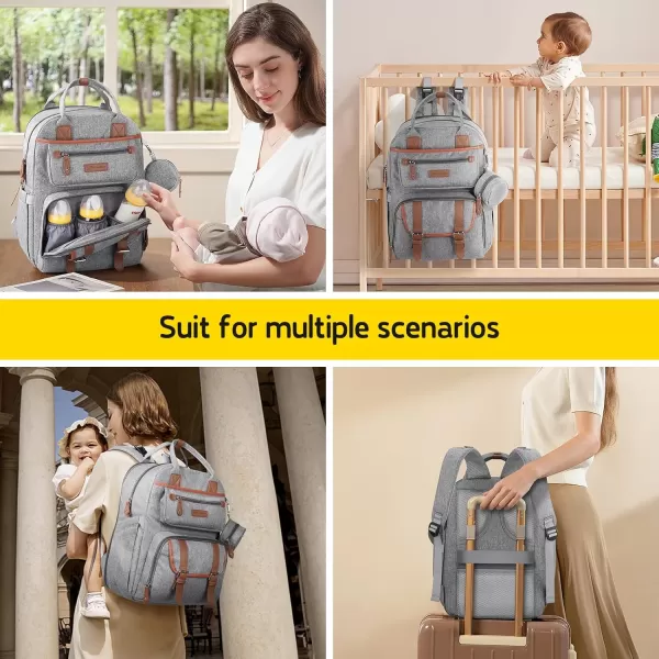 Maelstrom Diaper Bag Backpack,Baby Bag,23L-30L Expandable Diaper Backpack for Mom Dad,Travel Essentials Baby Bag with Changing Pad&amp;Stroller Straps &amp; Pacifier Bag,Gray