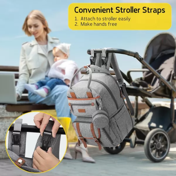 Maelstrom Diaper Bag Backpack,Baby Bag,23L-30L Expandable Diaper Backpack for Mom Dad,Travel Essentials Baby Bag with Changing Pad&amp;Stroller Straps &amp; Pacifier Bag,Gray