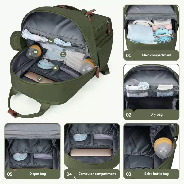 Maelstrom Diaper Bag Backpack,Baby Bag,23L-30L Expandable Diaper Backpack for Mom Dad,Travel Essentials Baby Bag with Changing Pad&amp;Stroller Straps &amp; Pacifier Bag,Gray