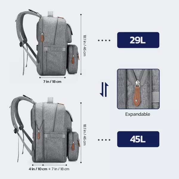 Maelstrom Diaper Bag Backpack,Baby Bag,23L-30L Expandable Diaper Backpack for Mom Dad,Travel Essentials Baby Bag with Changing Pad&amp;Stroller Straps &amp; Pacifier Bag,Gray