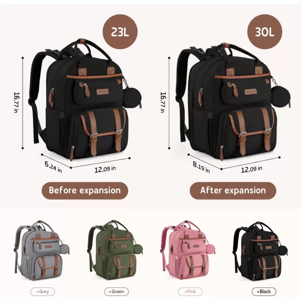 Maelstrom Diaper Bag Backpack,Baby Bag,23L-30L Expandable Diaper Backpack for Mom Dad,Travel Essentials Baby Bag with Changing Pad&amp;Stroller Straps &amp; Pacifier Bag,Gray