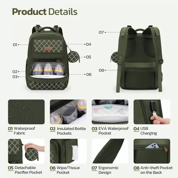 Maelstrom Diaper Bag Backpack,Baby Bag,23L-30L Expandable Diaper Backpack for Mom Dad,Travel Essentials Baby Bag with Changing Pad&amp;Stroller Straps &amp; Pacifier Bag,Gray