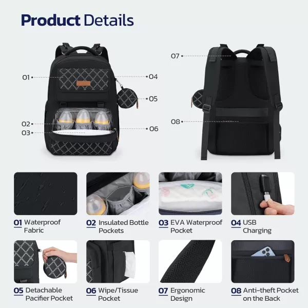 Maelstrom Diaper Bag Backpack,Baby Bag,23L-30L Expandable Diaper Backpack for Mom Dad,Travel Essentials Baby Bag with Changing Pad&amp;Stroller Straps &amp; Pacifier Bag,Gray
