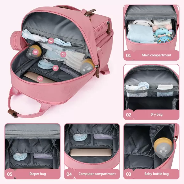 Maelstrom Diaper Bag Backpack,Baby Bag,23L-30L Expandable Diaper Backpack for Mom Dad,Travel Essentials Baby Bag with Changing Pad&amp;Stroller Straps &amp; Pacifier Bag,Gray