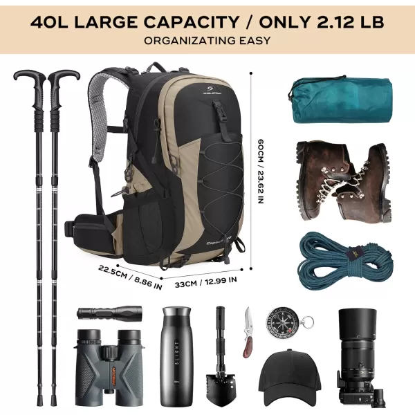 Maelstrom Hiking Backpack,Camping Backpack,40L Waterproof Hiking Daypack with Rain Cover,Lightweight Travel Backpack,Red