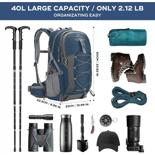 Maelstrom Hiking Backpack,Camping Backpack,40L Waterproof Hiking Daypack with Rain Cover,Lightweight Travel Backpack,Red
