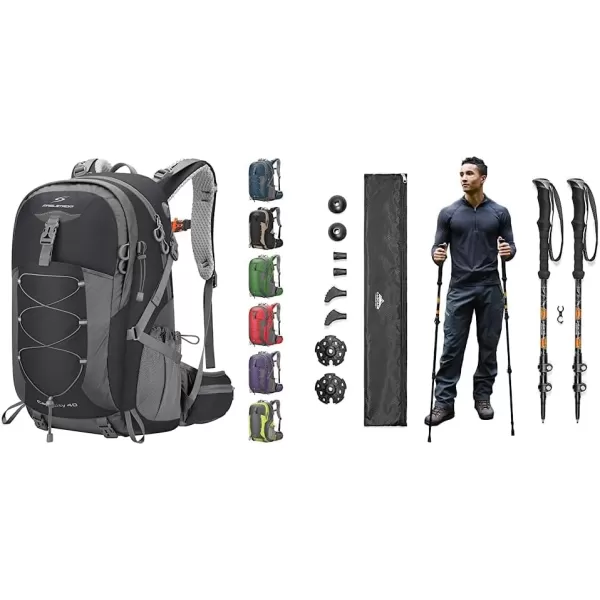 Maelstrom Hiking Backpack,Camping Backpack,40L Waterproof Hiking Daypack with Rain Cover,Lightweight Travel Backpack,Red