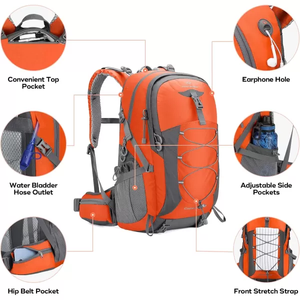 Maelstrom Hiking Backpack,Camping Backpack,40L Waterproof Hiking Daypack with Rain Cover,Lightweight Travel Backpack,Red