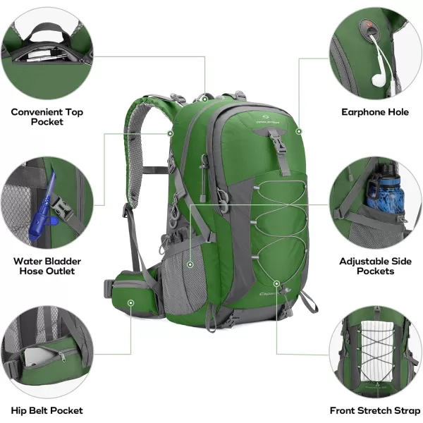 Maelstrom Hiking Backpack,Camping Backpack,40L Waterproof Hiking Daypack with Rain Cover,Lightweight Travel Backpack,Red