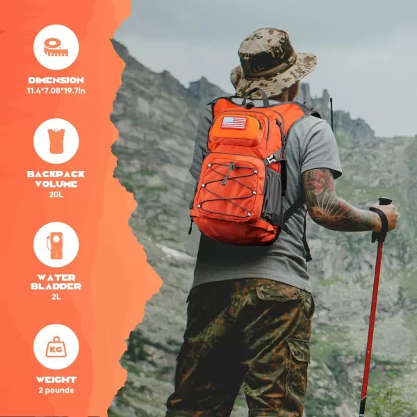 Maelstrom Hydration Backpack, Hiking Backpack with 2L Water Bladder, High Flow Bite Valve Water Backpack Men Women Lightweight Insulation for Hiking, Cycling, Running, Climbing, Camping