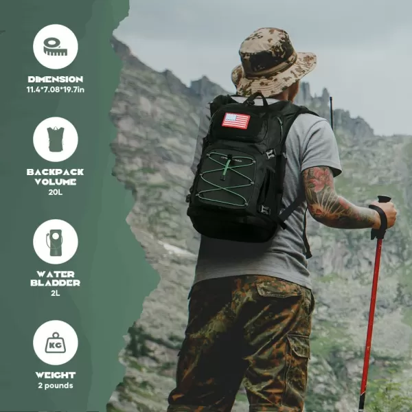 Maelstrom Hydration Backpack, Hiking Backpack with 2L Water Bladder, High Flow Bite Valve Water Backpack Men Women Lightweight Insulation for Hiking, Cycling, Running, Climbing, Camping