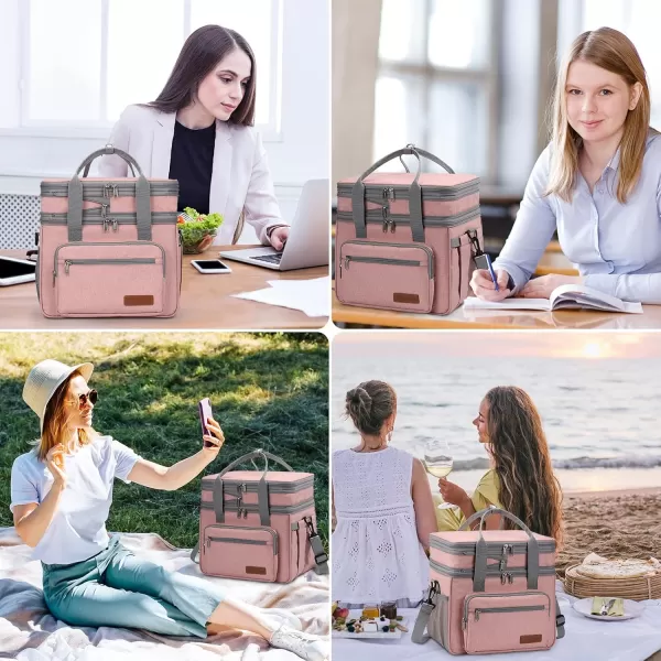 Maelstrom Lunch Bag Women,23L Insulated Lunch Box for Men Women,Expandable Double Deck Lunch Cooler Bag,Lightweight Leakproof Lunch Tote Bag with Side Tissue Pocket,Gray