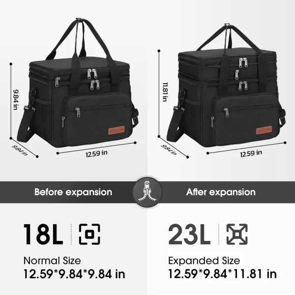 Maelstrom Lunch Bag Women,23L Insulated Lunch Box for Men Women,Expandable Double Deck Lunch Cooler Bag,Lightweight Leakproof Lunch Tote Bag with Side Tissue Pocket,Gray