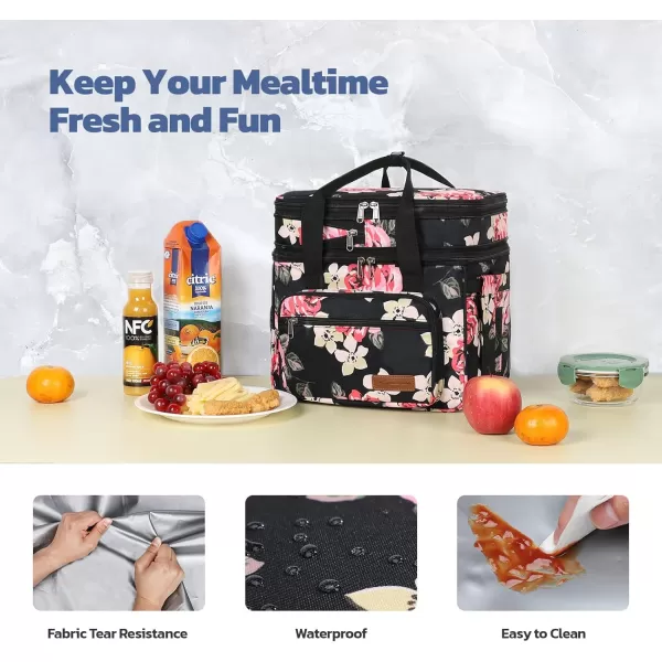 Maelstrom Lunch Bag Women,23L Insulated Lunch Box for Men Women,Expandable Double Deck Lunch Cooler Bag,Lightweight Leakproof Lunch Tote Bag with Side Tissue Pocket,Gray