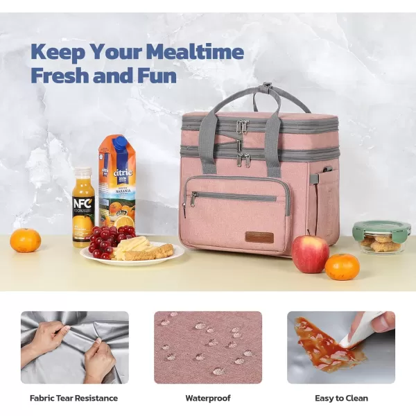 Maelstrom Lunch Bag Women,23L Insulated Lunch Box for Men Women,Expandable Double Deck Lunch Cooler Bag,Lightweight Leakproof Lunch Tote Bag with Side Tissue Pocket,Gray