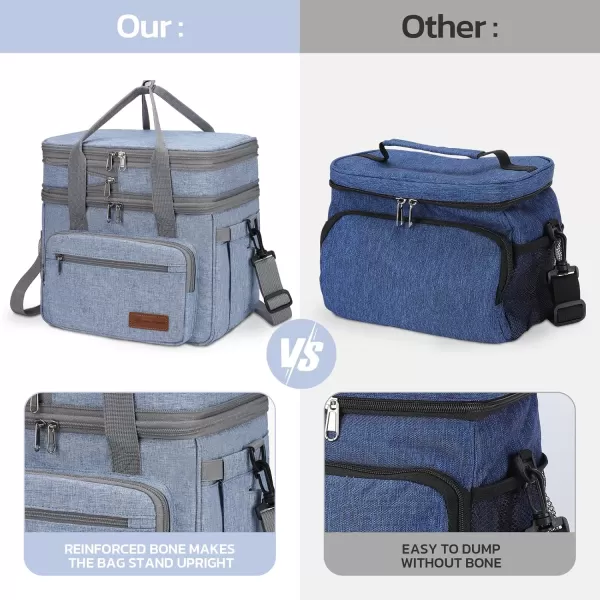 Maelstrom Lunch Bag Women,23L Insulated Lunch Box for Men Women,Expandable Double Deck Lunch Cooler Bag,Lightweight Leakproof Lunch Tote Bag with Side Tissue Pocket,Gray
