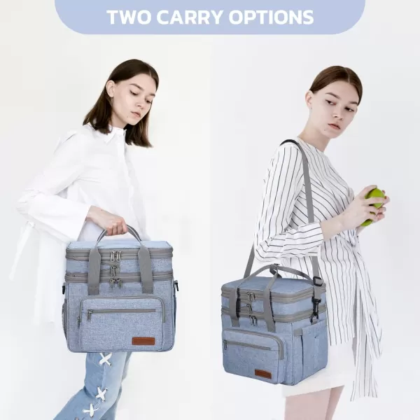 Maelstrom Lunch Bag Women,23L Insulated Lunch Box for Men Women,Expandable Double Deck Lunch Cooler Bag,Lightweight Leakproof Lunch Tote Bag with Side Tissue Pocket,Gray