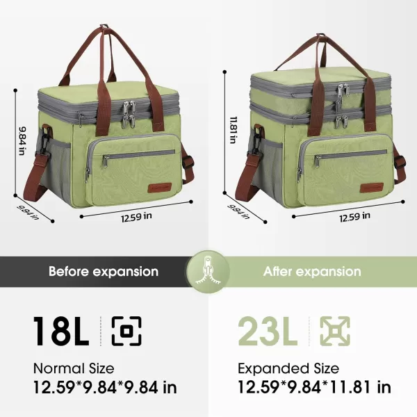 Maelstrom Lunch Bag Women,23L Insulated Lunch Box for Men Women,Expandable Double Deck Lunch Cooler Bag,Lightweight Leakproof Lunch Tote Bag with Side Tissue Pocket,Gray