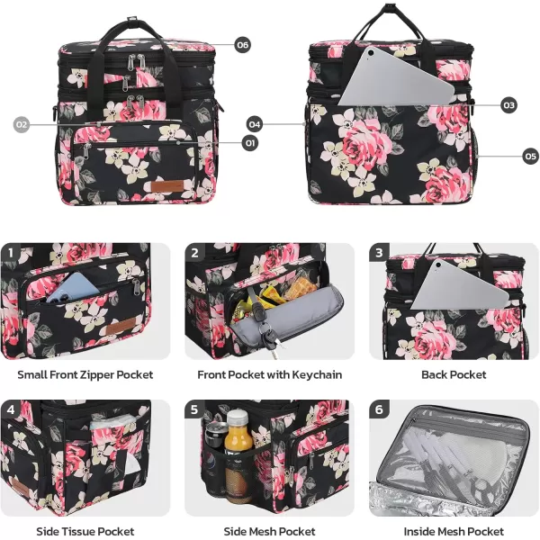 Maelstrom Lunch Bag Women,23L Insulated Lunch Box for Men Women,Expandable Double Deck Lunch Cooler Bag,Lightweight Leakproof Lunch Tote Bag with Side Tissue Pocket,Gray