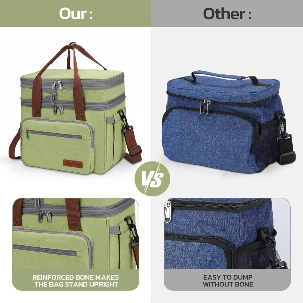 Maelstrom Lunch Bag Women,23L Insulated Lunch Box for Men Women,Expandable Double Deck Lunch Cooler Bag,Lightweight Leakproof Lunch Tote Bag with Side Tissue Pocket,Gray