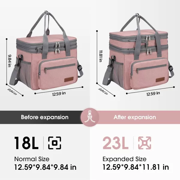 Maelstrom Lunch Bag Women,23L Insulated Lunch Box for Men Women,Expandable Double Deck Lunch Cooler Bag,Lightweight Leakproof Lunch Tote Bag with Side Tissue Pocket,Gray