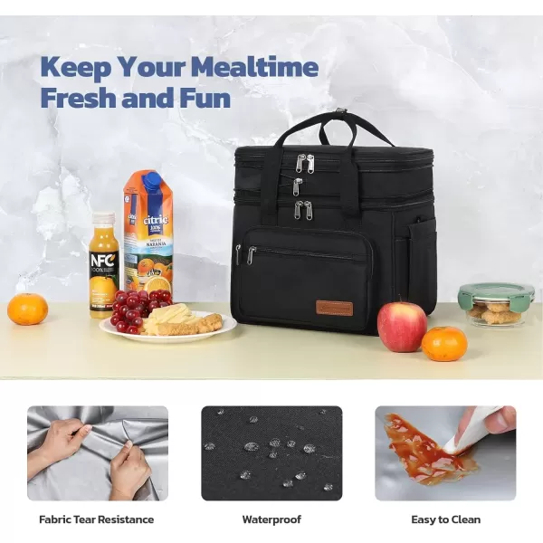 Maelstrom Lunch Bag Women,23L Insulated Lunch Box for Men Women,Expandable Double Deck Lunch Cooler Bag,Lightweight Leakproof Lunch Tote Bag with Side Tissue Pocket,Gray