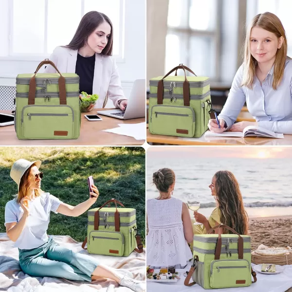 Maelstrom Lunch Bag Women,23L Insulated Lunch Box for Men Women,Expandable Double Deck Lunch Cooler Bag,Lightweight Leakproof Lunch Tote Bag with Side Tissue Pocket,Gray