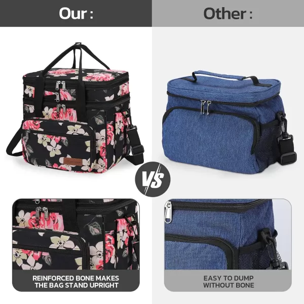 Maelstrom Lunch Bag Women,23L Insulated Lunch Box for Men Women,Expandable Double Deck Lunch Cooler Bag,Lightweight Leakproof Lunch Tote Bag with Side Tissue Pocket,Gray