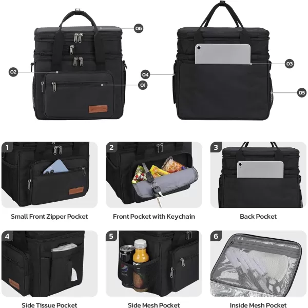 Maelstrom Lunch Bag Women,23L Insulated Lunch Box for Men Women,Expandable Double Deck Lunch Cooler Bag,Lightweight Leakproof Lunch Tote Bag with Side Tissue Pocket,Gray