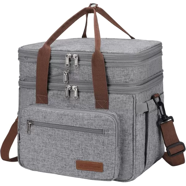 Maelstrom Lunch Bag Women,23L Insulated Lunch Box for Men Women,Expandable Double Deck Lunch Cooler Bag,Lightweight Leakproof Lunch Tote Bag with Side Tissue Pocket,Gray