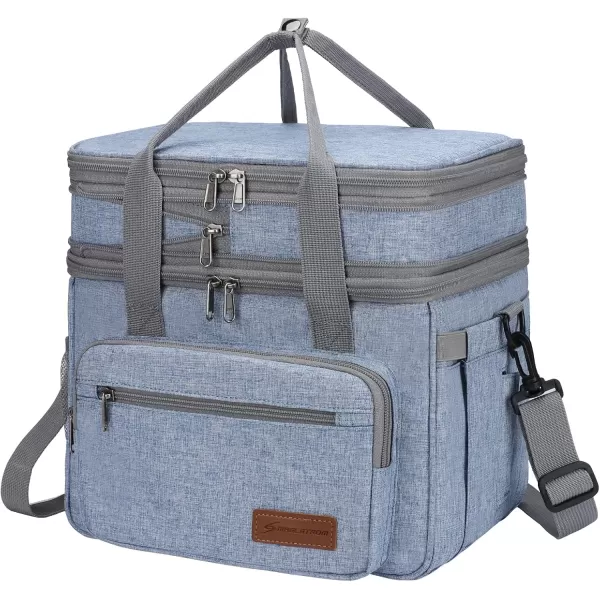Maelstrom Lunch Bag Women,23L Insulated Lunch Box for Men Women,Expandable Double Deck Lunch Cooler Bag,Lightweight Leakproof Lunch Tote Bag with Side Tissue Pocket,Gray