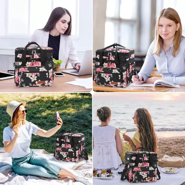 Maelstrom Lunch Bag Women,23L Insulated Lunch Box for Men Women,Expandable Double Deck Lunch Cooler Bag,Lightweight Leakproof Lunch Tote Bag with Side Tissue Pocket,Gray