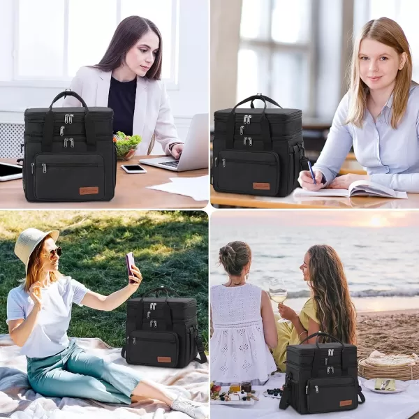 Maelstrom Lunch Bag Women,23L Insulated Lunch Box for Men Women,Expandable Double Deck Lunch Cooler Bag,Lightweight Leakproof Lunch Tote Bag with Side Tissue Pocket,Gray