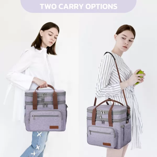 Maelstrom Lunch Bag Women,23L Insulated Lunch Box for Men Women,Expandable Double Deck Lunch Cooler Bag,Lightweight Leakproof Lunch Tote Bag with Side Tissue Pocket,Gray