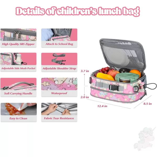 Maelstrom Lunch Box Kids,Expandable Kids Lunch Box,Insulated Lunch Bag for Kids,Reusable Lunch Tote Bag for Boy/Girl,9L,Balloon Unicorn 