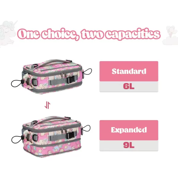 Maelstrom Lunch Box Kids,Expandable Kids Lunch Box,Insulated Lunch Bag for Kids,Reusable Lunch Tote Bag for Boy/Girl,9L,Balloon Unicorn 