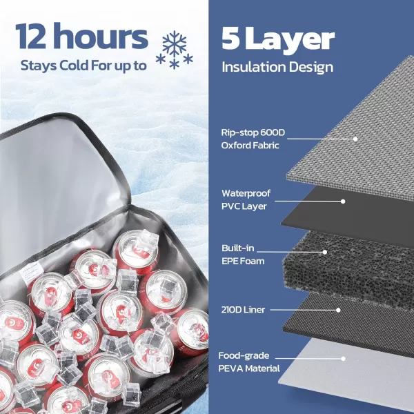 Maelstrom Soft Cooler Bag,Collapsible Soft Sided Cooler,24/30/60/75 Cans Beach Cooler,Ice Chest,Large Leakproof Camping Cooler,Portable Travel Cooler for Grocery Shopping,Camping,Road Trips