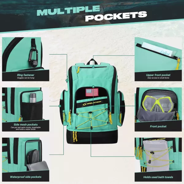 Maelstrom Swim Backpack,35L Swimming bag with Separate Shoes Compartment,Swim Gear Bag,Athlete Gym Rucksack for Men and Women