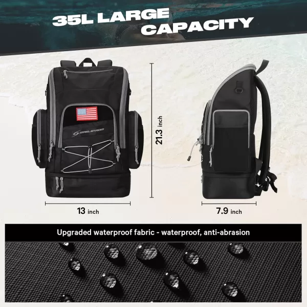 Maelstrom Swim Backpack,35L Swimming bag with Separate Shoes Compartment,Swim Gear Bag,Athlete Gym Rucksack for Men and Women