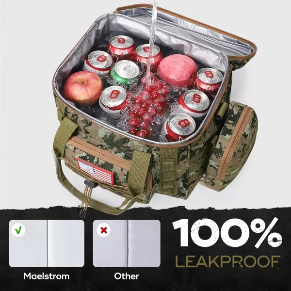 Maelstrom Tactical Lunch Box, Insulated Lunch Bag for Men, Large Leakproof Soft Cooler Bag with Detachable MOLLE Bags, Durable Lunch Tote for Adult Women Work,Picnic,20 Cans/15 L, Army Green