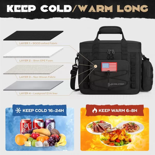 Maelstrom Tactical Lunch Box, Insulated Lunch Bag for Men, Large Leakproof Soft Cooler Bag with Detachable MOLLE Bags, Durable Lunch Tote for Adult Women Work,Picnic,20 Cans/15 L, Army Green