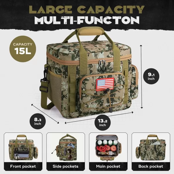 Maelstrom Tactical Lunch Box, Insulated Lunch Bag for Men, Large Leakproof Soft Cooler Bag with Detachable MOLLE Bags, Durable Lunch Tote for Adult Women Work,Picnic,20 Cans/15 L, Army Green