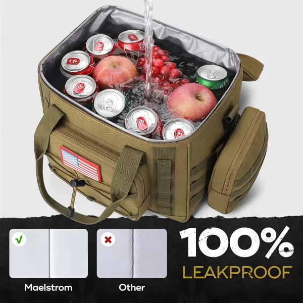 Maelstrom Tactical Lunch Box, Insulated Lunch Bag for Men, Large Leakproof Soft Cooler Bag with Detachable MOLLE Bags, Durable Lunch Tote for Adult Women Work,Picnic,20 Cans/15 L, Army Green